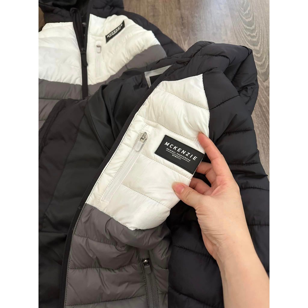 Áo phao classic siêu nhẹ phối màu đen ghi bé trai