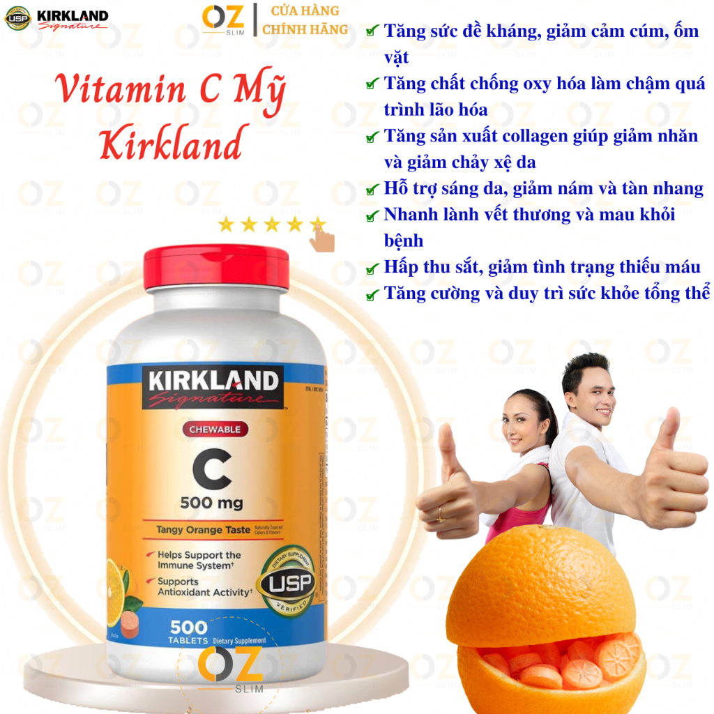 Vitamin C Mỹ Kirkland Signature Chewable 500mg healthy care oz slim, blackmores bio c 1000mg 31 viên