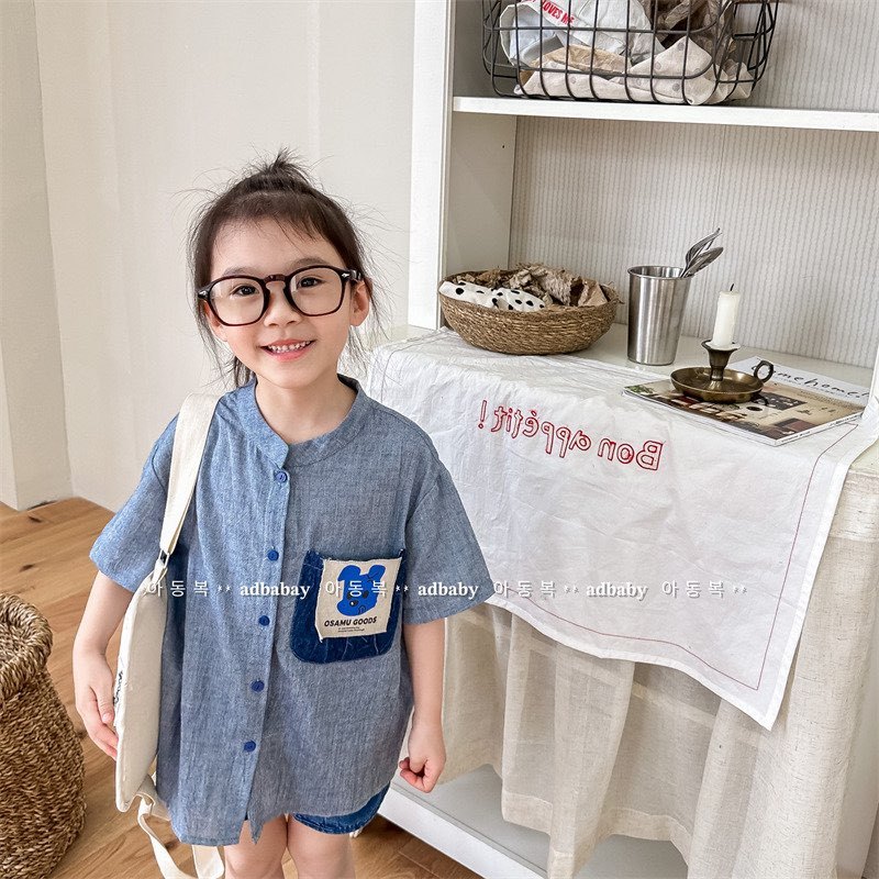 SƠ MI LINEN BÉ TRAI BÉ GÁI VẢI MỀM ĐẮP TÚI NGỘ NGHĨNH