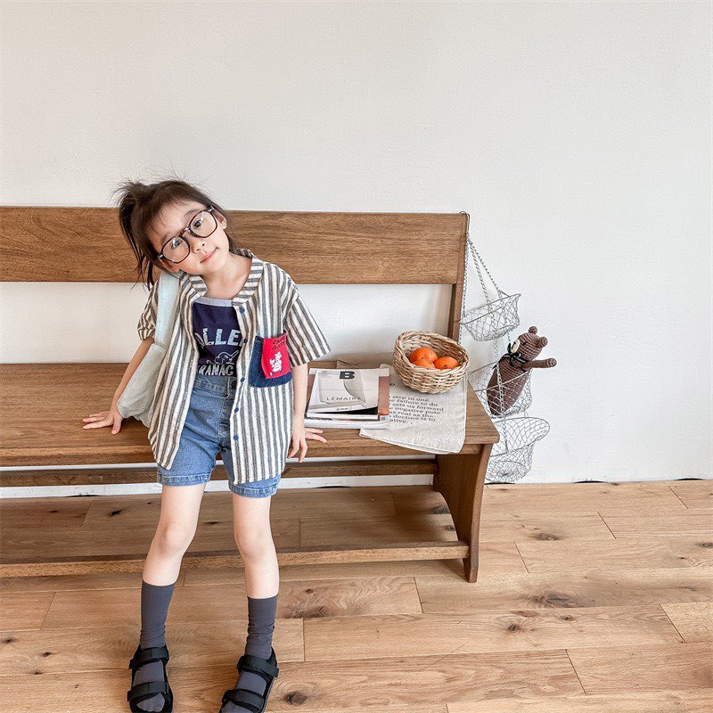 SƠ MI LINEN BÉ TRAI BÉ GÁI VẢI MỀM ĐẮP TÚI NGỘ NGHĨNH