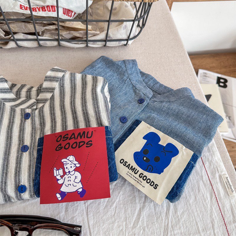 SƠ MI LINEN BÉ TRAI BÉ GÁI VẢI MỀM ĐẮP TÚI NGỘ NGHĨNH