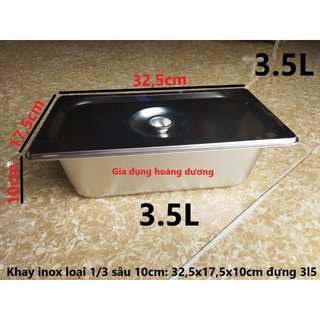 Khay inox đựng topping loại 1/3 kích thước 17.5x32.5cm
