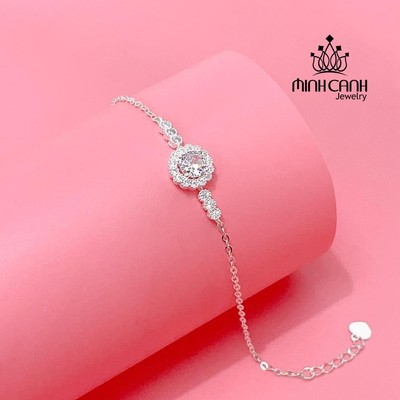Lắc Tay Bạc Hoa Đá Tròn Dây Mảnh Minh Canh Jewelry