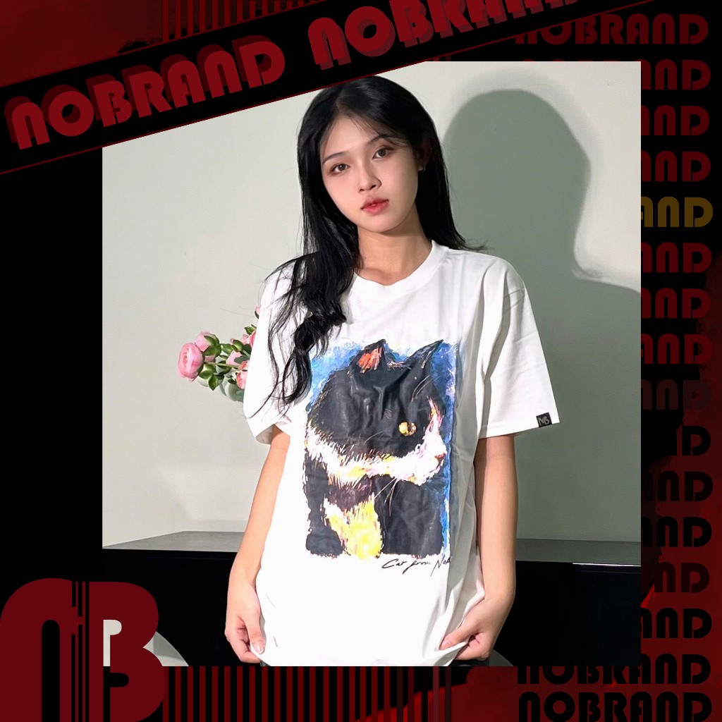 Áo thun NOBRAND in Cat nam nữ form rộng