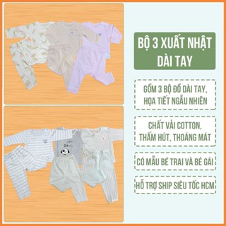 [Xả Kho - Ngẫu Nhiên] Set 3 Bộ Đồ Sơ Sinh Dài Tay Cho Bé Trai Và Bé Gái Thoáng Mát, Thấm Hút Mồ Hôi LƯU Ý