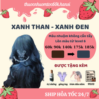 [TẨY LÊN RÕ XANH]Thuốc nhuộm tóc màu Xanh Dương Đen Khói, Xanh Đen Dương, Xanh Than kèm oxy trợ nhuộm dưỡng găng tay