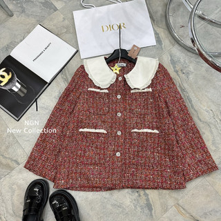 Áo khoác dạ đỏ dáng xuông cổ bèo (sale)