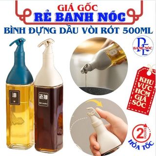 Bình Đựng Dầu Ăn Thủy Tinh Nắp Bật Vòi Rót - Chai Đựng Dầu, Chai Thủy Tinh Đựng Dầu Ăn, Nước Mắm, Xì Dầu 500ml Cao Cấp
