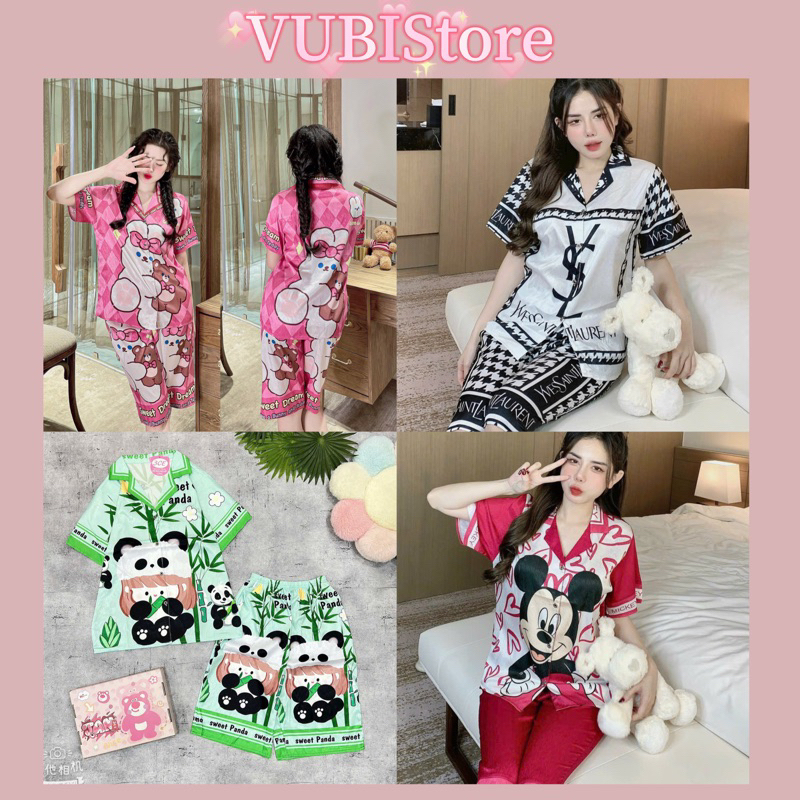 BỘ LỬNG NGỐ LỤA XƯỚC PIJAMA LỬNG BẬN NHÀ NHIẾU HÌNH