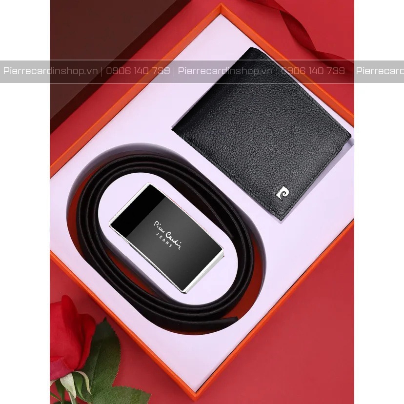 Bộ ví da Pierre Cardin PC006 và Thắt lưng PC032 (bạc)