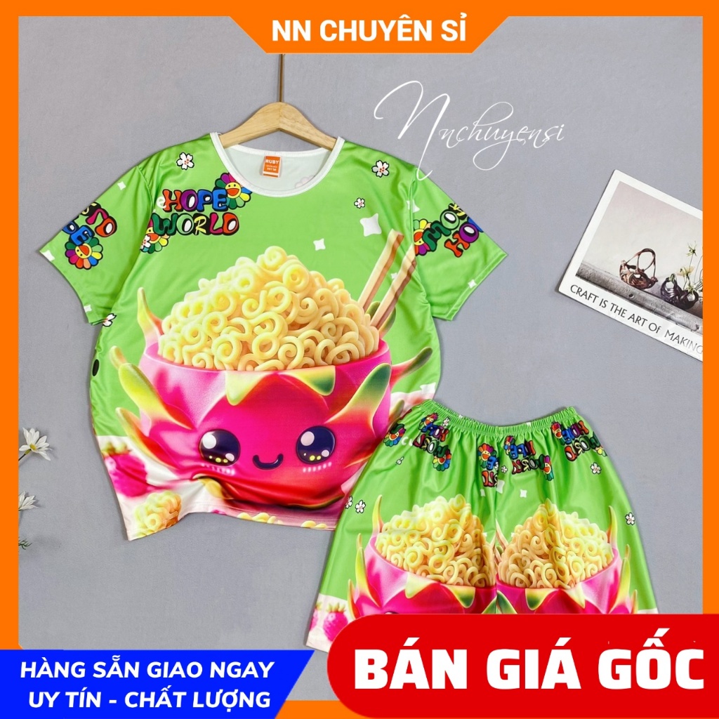 ĐỒ BỘ TRÁI THANH LONG MÌ TÔM Đồ bộ mặc nhà bé in hoạt hình dễ thương s