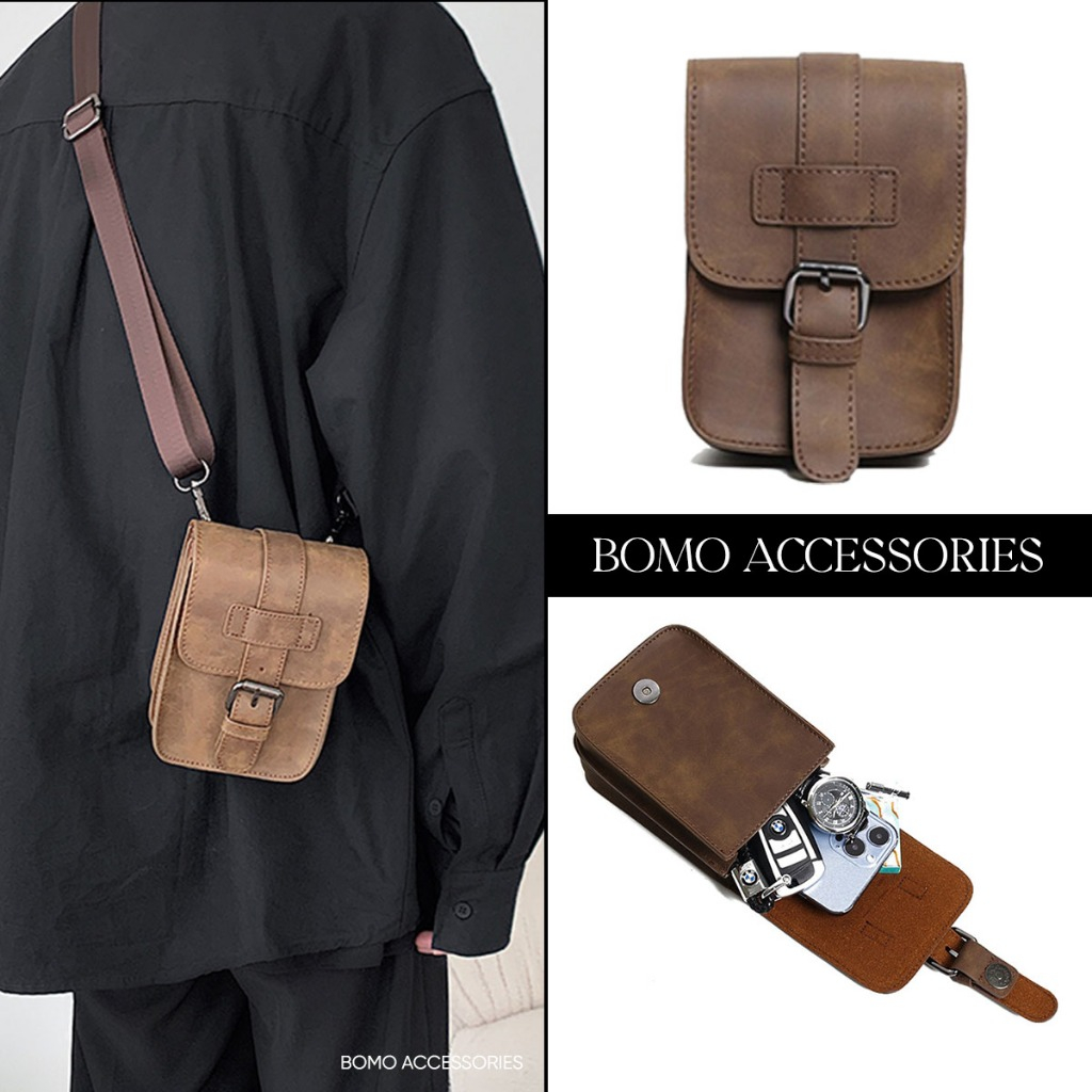 Túi mini đeo chéo nam nữ form messenger mini da pu cao cấp lót da lộn sang trọng nhỏ gọn trẻ trung hàn quốc casual
