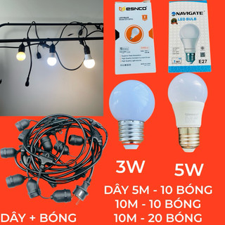Combo bóng 5w - 3w và dây đuôi e27 dài 5m - 10m