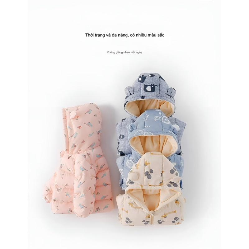 Áo phao cho bé,  Áo khoác trần bông chính hãng cao cấp hoạ tiết dễ thương đáng yêu dành cho bé trai và bé gái