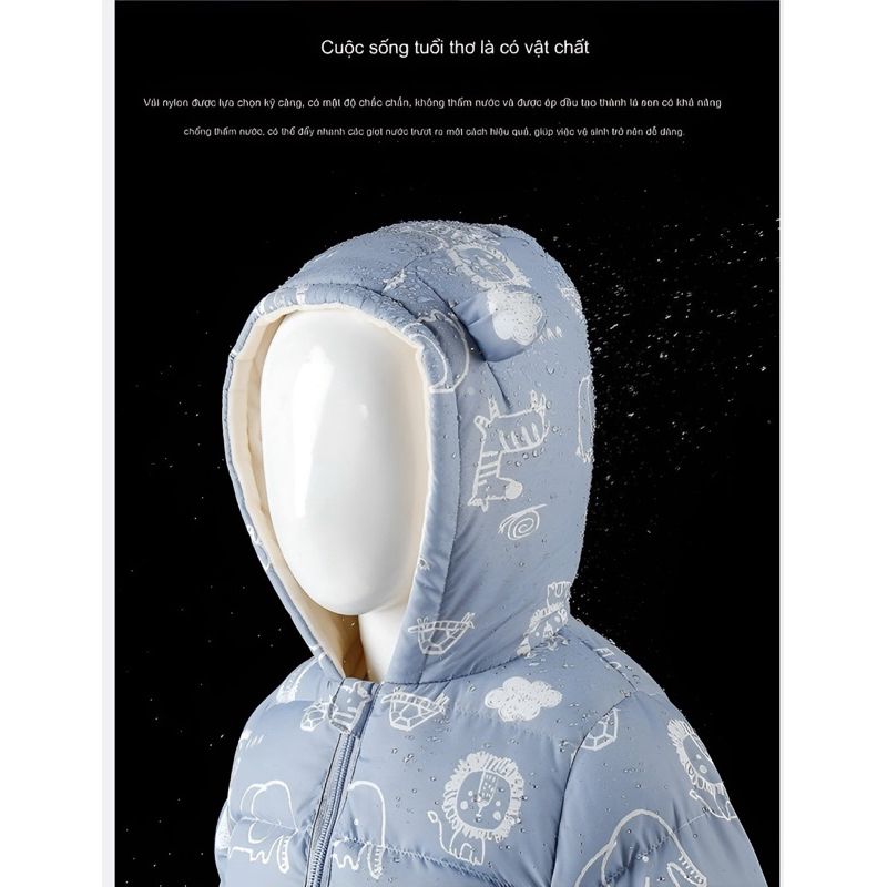 Áo phao cho bé,  Áo khoác trần bông chính hãng cao cấp hoạ tiết dễ thương đáng yêu dành cho bé trai và bé gái