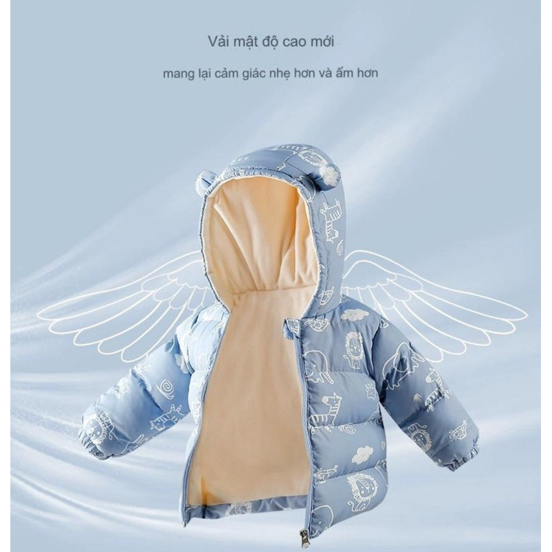 Áo phao cho bé,  Áo khoác trần bông chính hãng cao cấp hoạ tiết dễ thương đáng yêu dành cho bé trai và bé gái