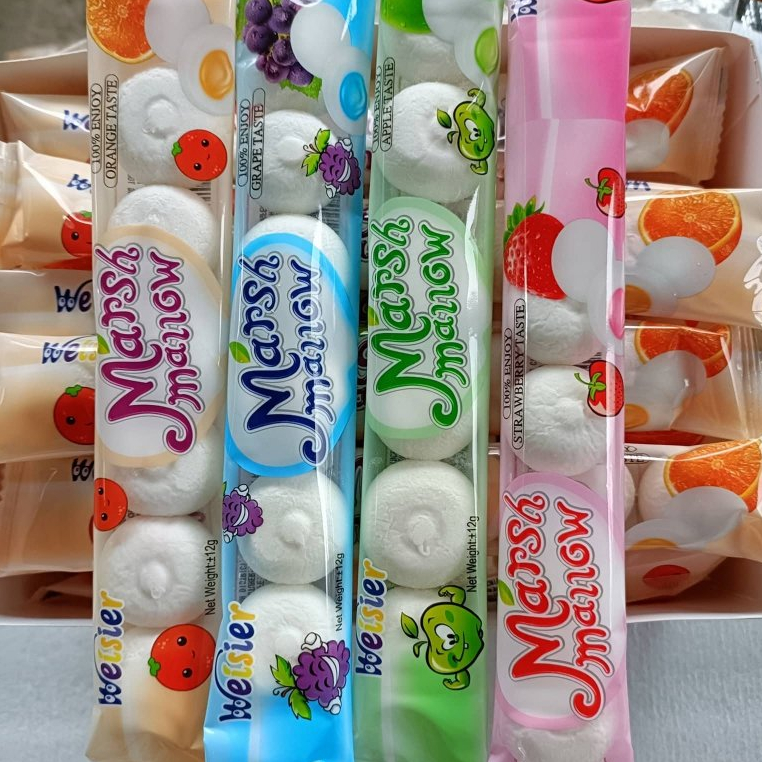 Hộp 30 gói Kẹo Marshmallow Vị Trái Cây, Kẹo Xốp Marsh Mallow, kẹo dẻo, đồ ăn vặt