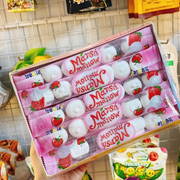 Hộp 30 gói Kẹo Marshmallow Vị Trái Cây, Kẹo Xốp Marsh Mallow, kẹo dẻo, đồ ăn vặt