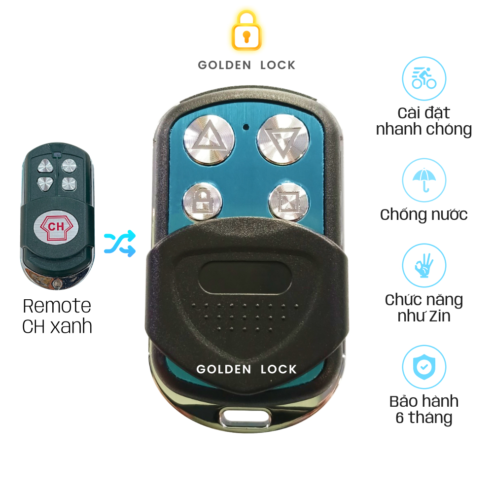 Remote cửa cuốn CH xanh 365 Mhz chống nước mẫu mới