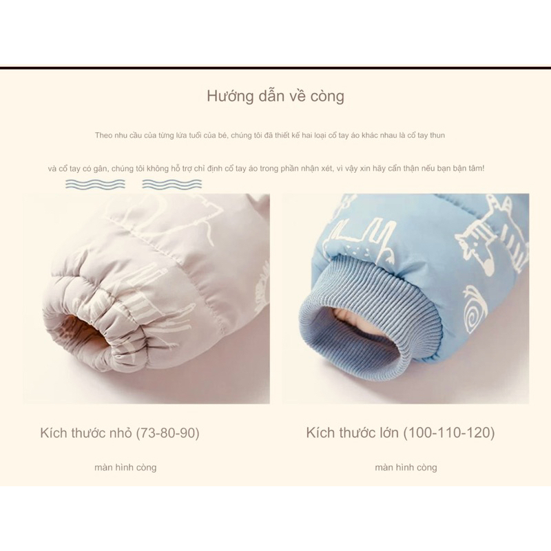Áo phao cho bé,  Áo khoác trần bông chính hãng cao cấp hoạ tiết dễ thương đáng yêu dành cho bé trai và bé gái