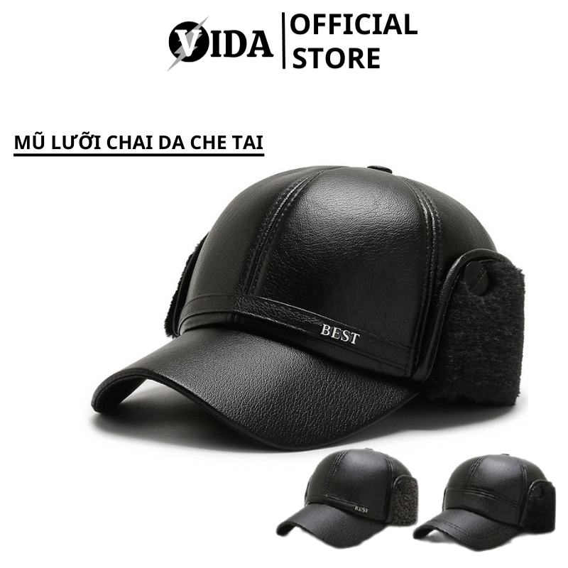 Mũ Lưỡi Trai Mùa Đông Da PU Che Tai - Nón Lưỡi Trai Mẫu Mới Lót Lông Che Giữ Ấm Mùa Thu Đông Cho Nam SP41233563