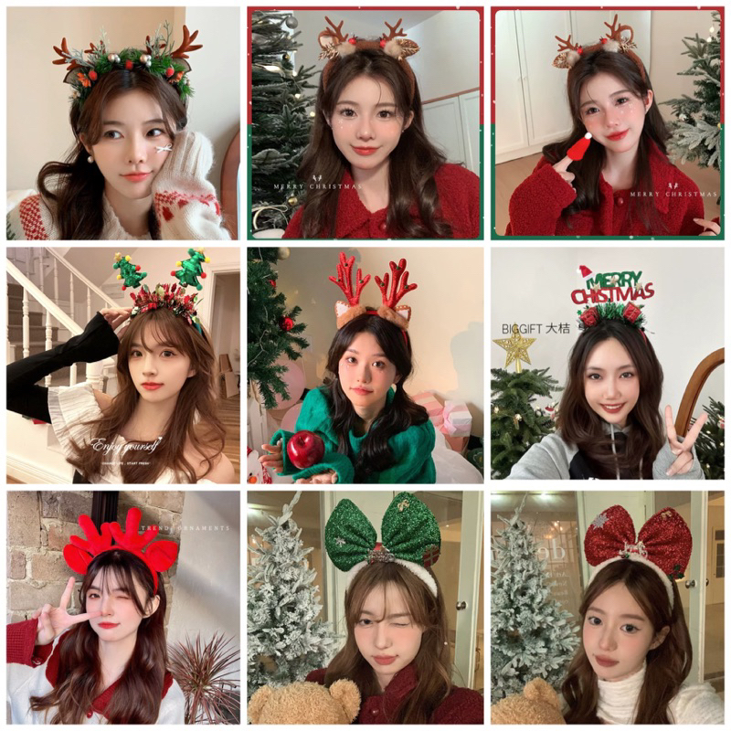 Cài tóc noel cao cấp Băng đô rửa mặt Giáng sinh tuban bọc vải trang điểm makeup phụ kiện làm đẹp cho nữ bé gái