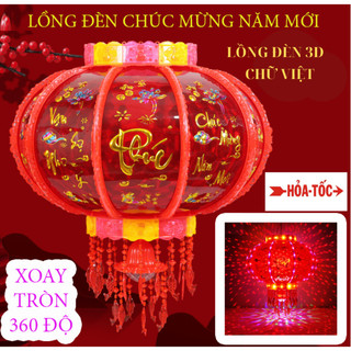 Đèn lồng led điện tử, đèn lồng xoay 360 độ trang trí ngày tết , đèn lồng 3d, chữ việt, bảo hành 24 tháng