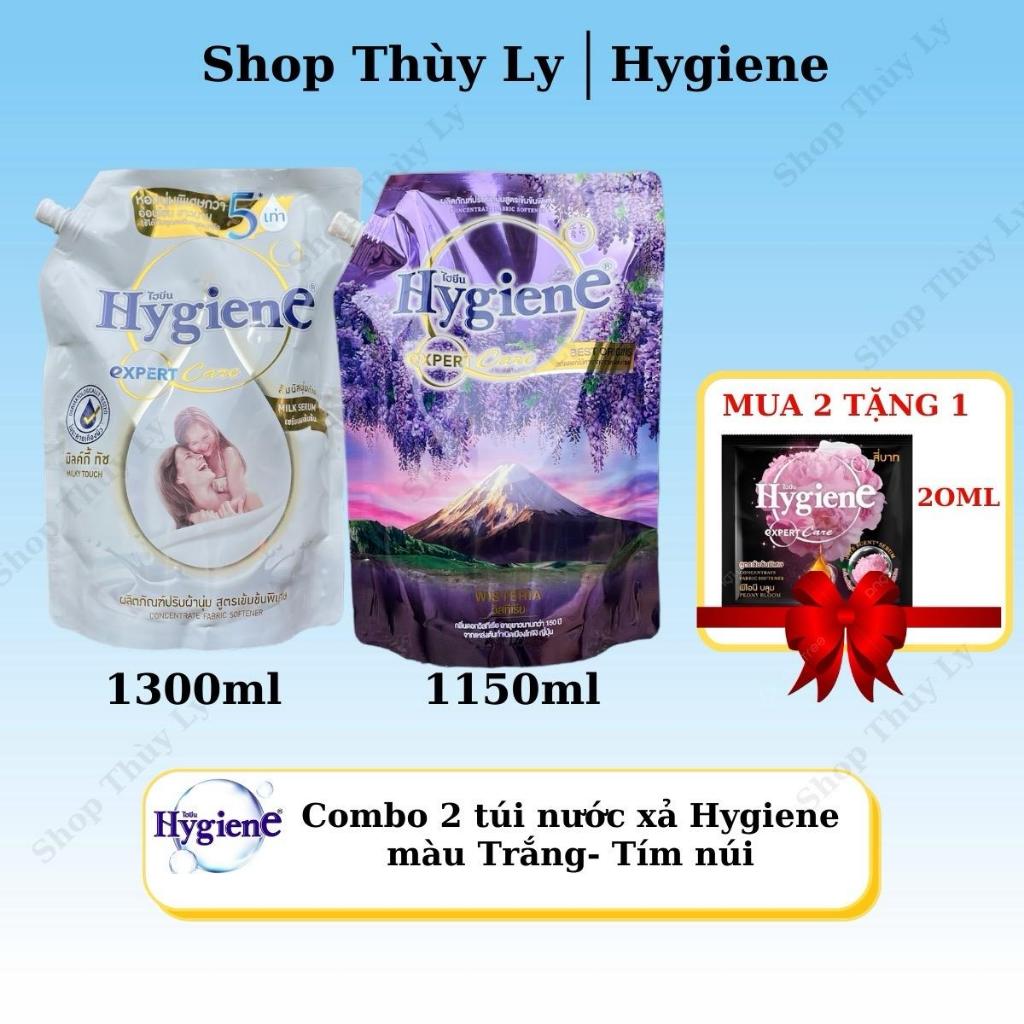 Combo 2 nước xả vải Thái Lan Hygiene Thái Lan Trắng + Tím núi 1150ml