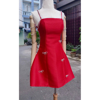 SP020994 ĐẦM 2 DÂY ĐÁ ĐÍNH NƠ ĐỎ