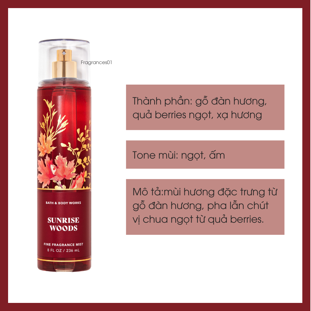 Mist Xịt Toàn Thân Sunrise Woods 236ml từ Mỹ