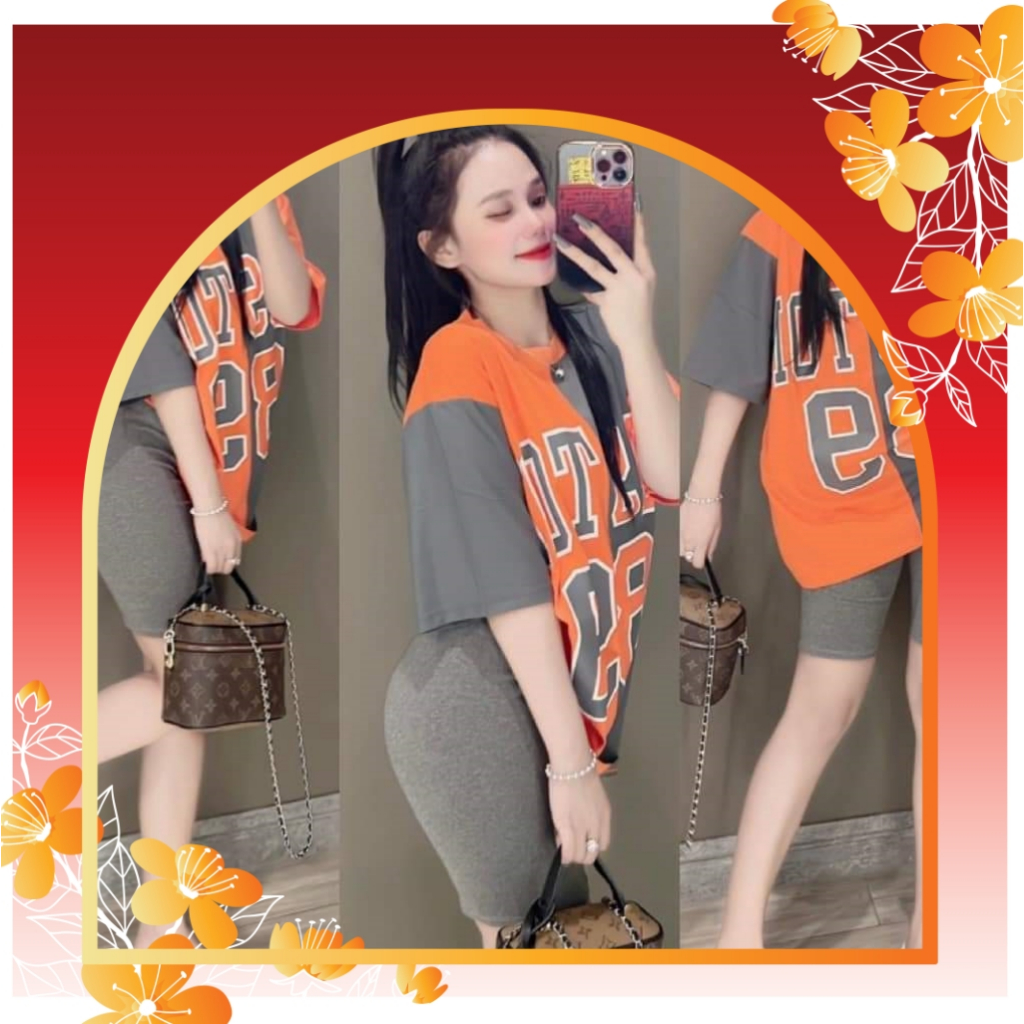 Set Lửng Gân Áo Phối Màu In 89 Bigsize Mặc Nhà