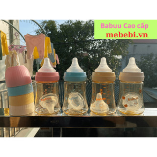 Bình sữa babuu baby cao cấp cổ rộng ppsu núm ti siêu mềm thế hệ mới dung tích 180ml, 280ml
