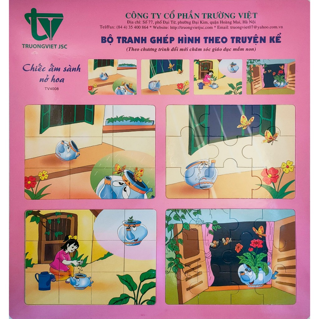Tranh ghép hình theo truyện kể: Rùa con tìm nhà, Vịt xám, Ấm sành