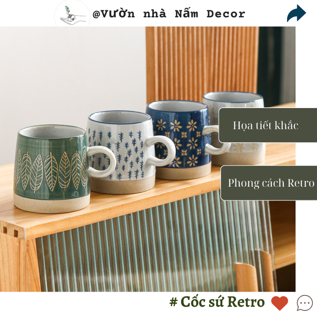 Cốc sứ phong cách retro 380ml