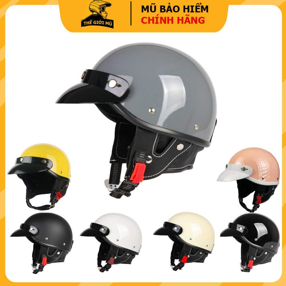 Mũ bảo hiểm Napoli N179 phong cách Retro cổ điển_nón bảo hiểm nửa đầu có kính,kèm lưỡi trai,lót mũ t