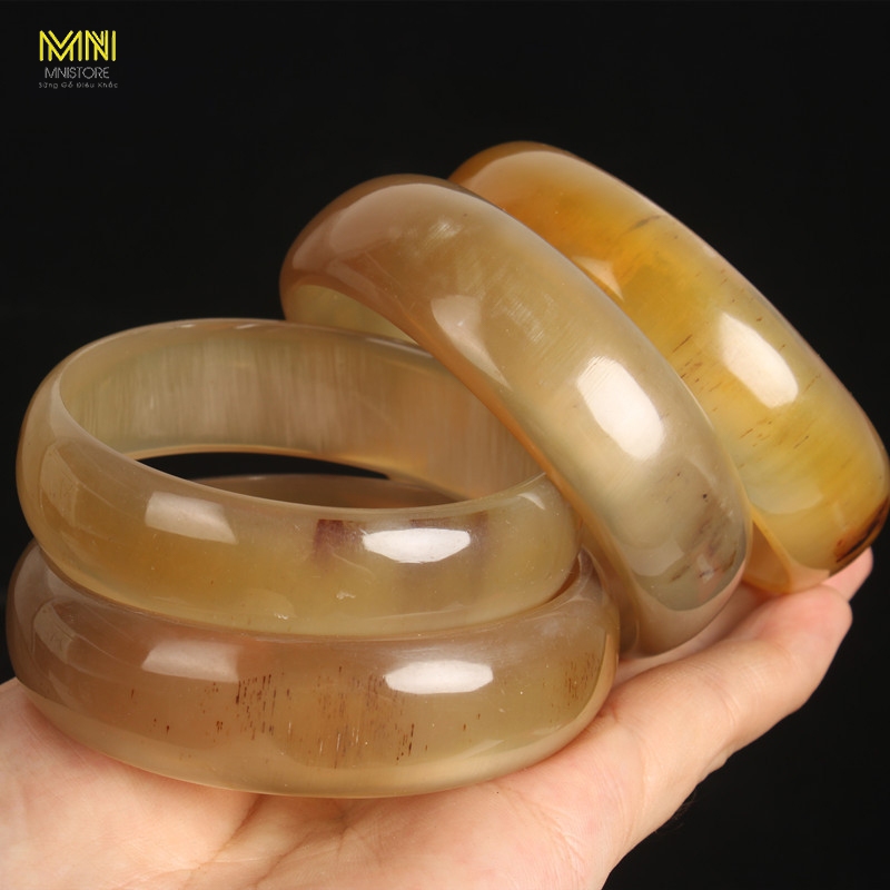 Vòng sừng đeo tay phong thủy bản trơn liền bản ky 5,5-7,5cm dày 0,6cm  phong thủy - tài lộc - bình an