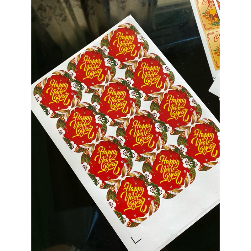 Tem Tết Decal dán chúc mừng năm mới 2024 - Sticker cán màng trang trí Happy New Year Sticker @gocdoquyen