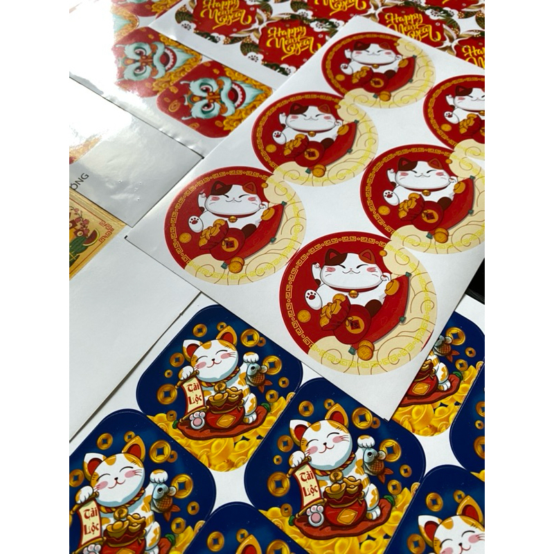 Tem Tết Decal dán chúc mừng năm mới 2024 - Sticker cán màng trang trí Happy New Year Sticker @gocdoquyen