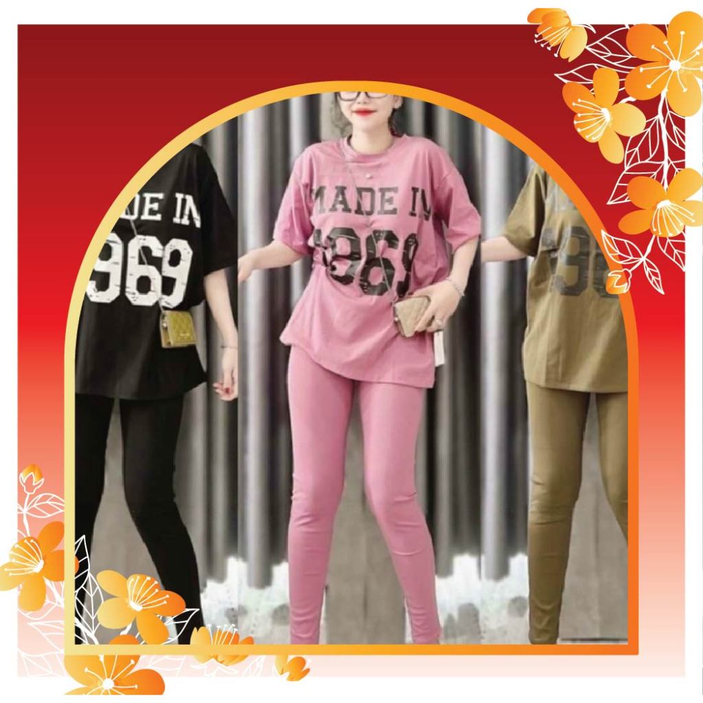 Set Bộ Dài Chất Cotton Áo In Số 1969 Bigsize Mặc Nhà Bigsize Mặc Nhà