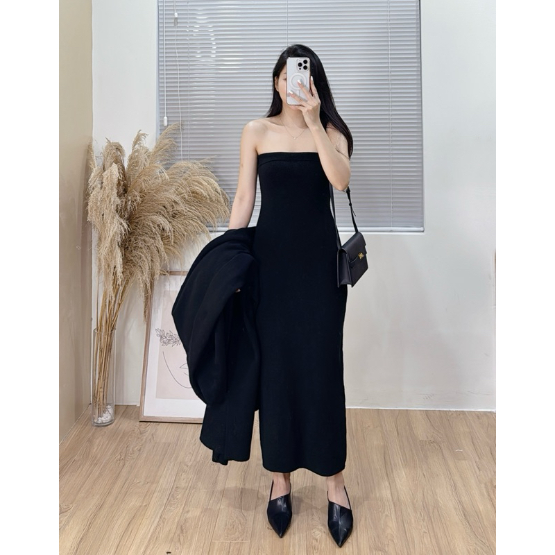 6009 Set len váy quây body và áo cardigan dáng dài