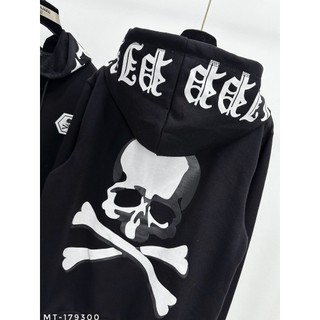 Áo Hoodie Nam Nữ Phối zip In Họa Tiết Đầu Lâu Trắng Sau Lưng Philip Mũ 2 Lớp Form Rộng Chất Vải Nỉ bông Siêu Bền Boy Phố