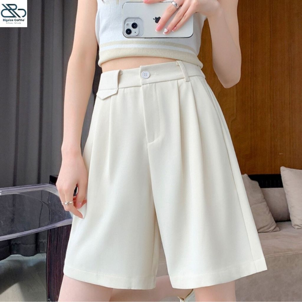 Quần Đùi Bigsize Cô Nhỏ Lưng Cao Ống Rộng Vải Cotton Lạnh Mềm Nhẹ Mát Thoải Mái Q25