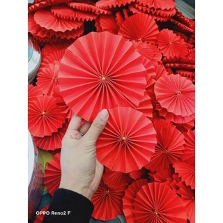 set 6 quạt đỏ trang trí tết