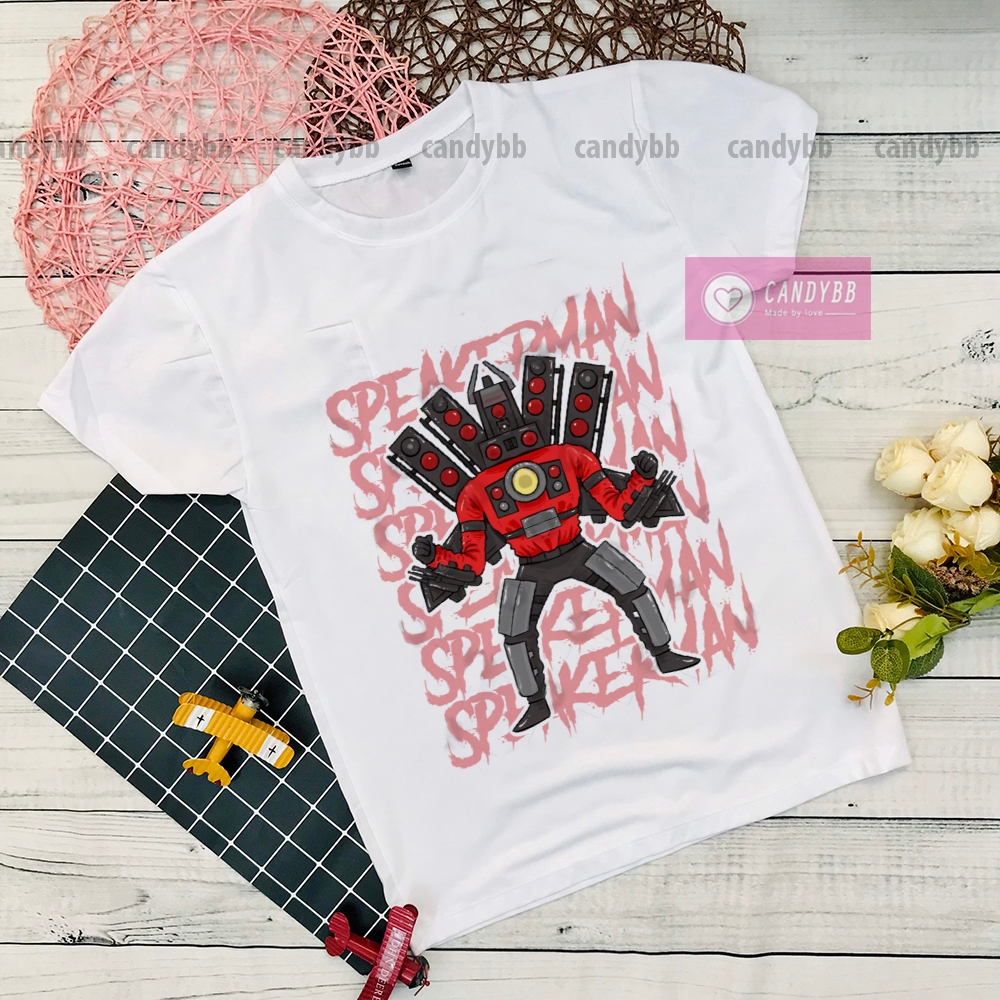 Áo thun trẻ em in mẫu Skibidi Toilet Titan TV Man, Spearkerman, titan PC man cực hot cho bé