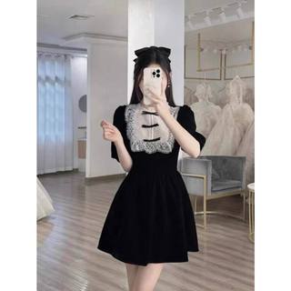 🌷Đầm nhung phối ren trắng