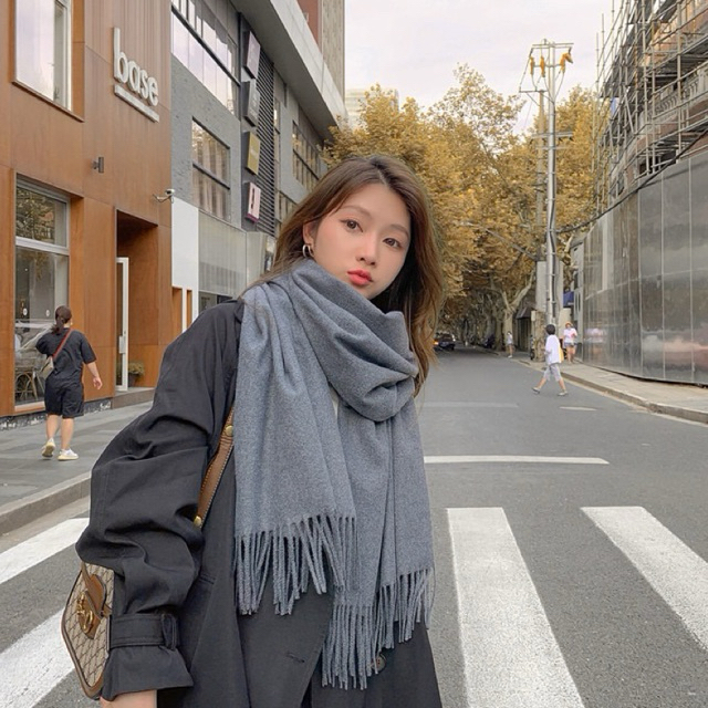 Khăn quàng cổ nữ nam unisex, khăn len dạ trơn Cashmere khổ to 200x66cm, khăn len choàng cổ nữ thời trang