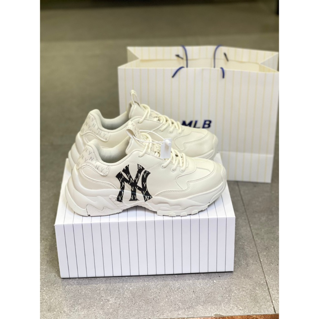 Giày MLB Bigball Chunky Monogram LT NY ‘White’ nam nữ bản S.Cấp full phụ kiện