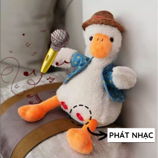 Đồ Chơi Chú Vịt Nhồi Bông Nhún Nhảy Biết Nói, Biết Hát Với 200 Bài Hát