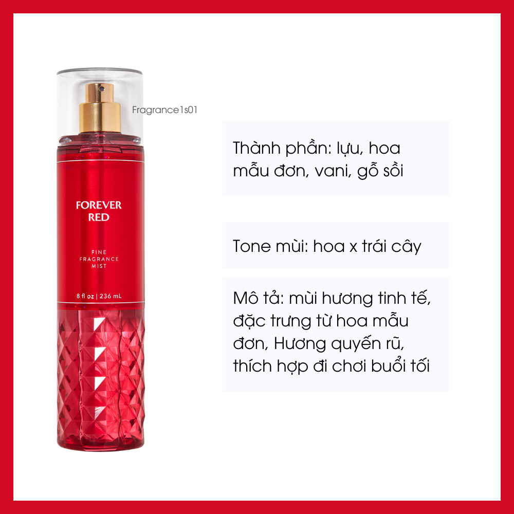 Mist Xịt Toàn Thân Forever Red 236ml BBW Từ Mỹ