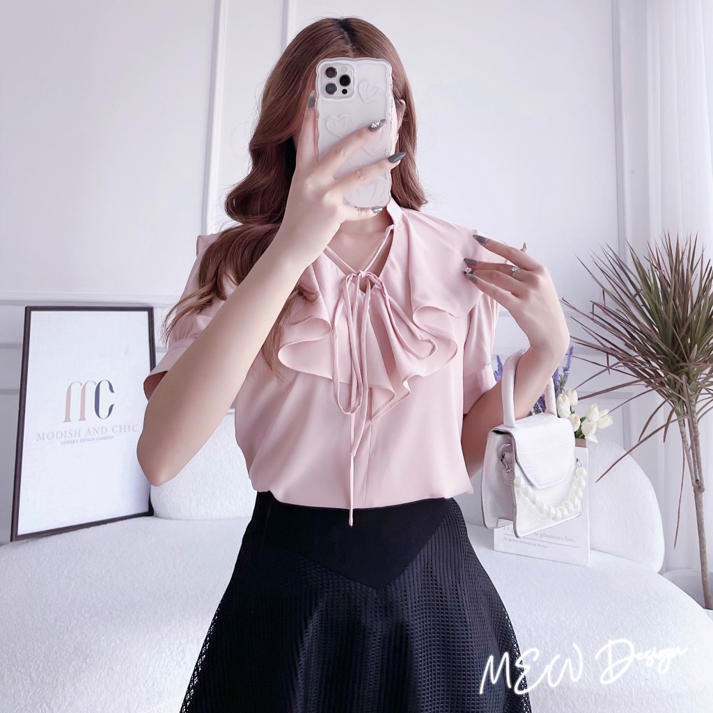 Áo sơ mi công sở nữ cách điệu hàng thiết kế Mew Design